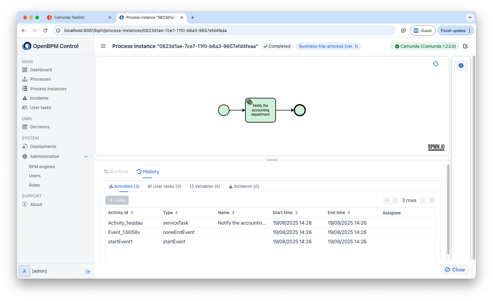 control process instance 2