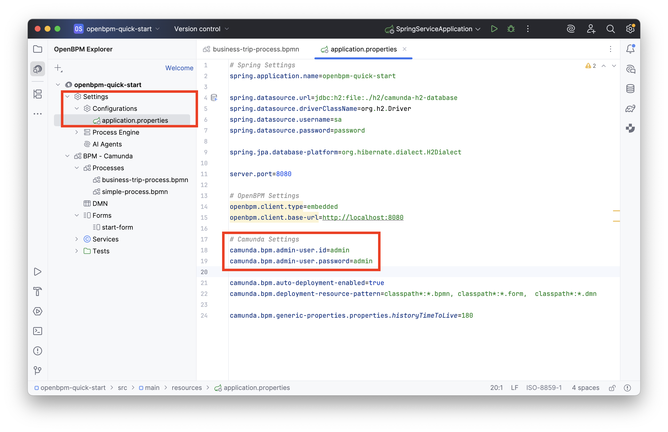 studio application properties