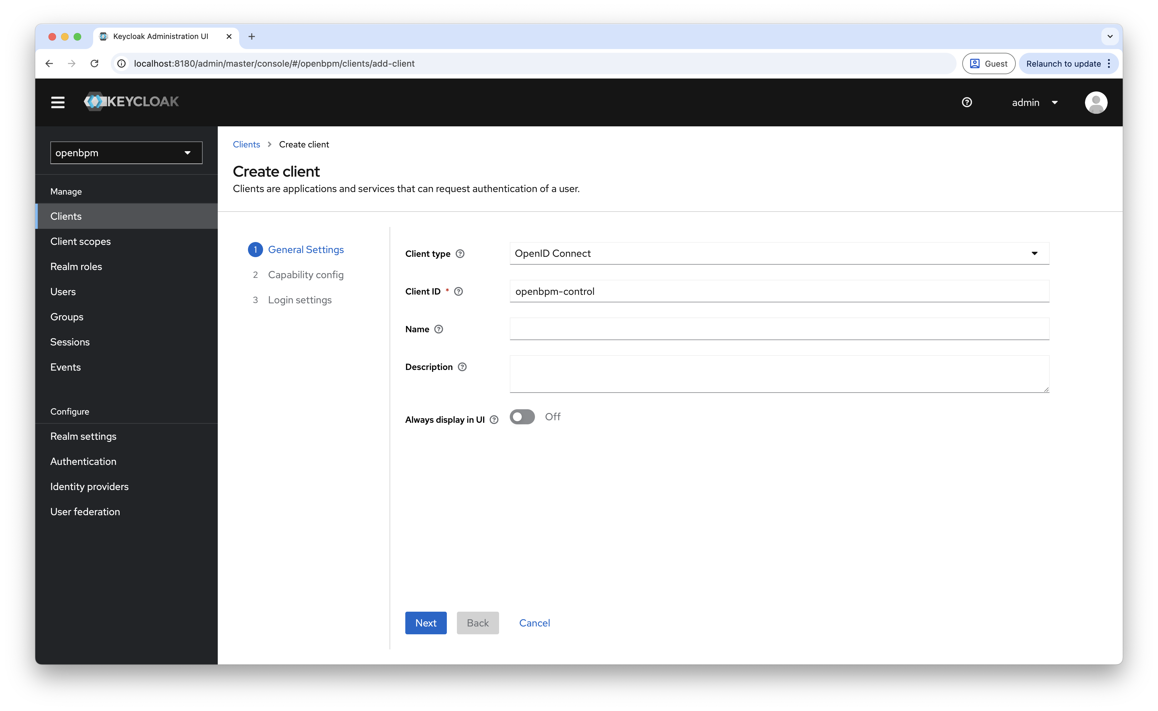 create client 1