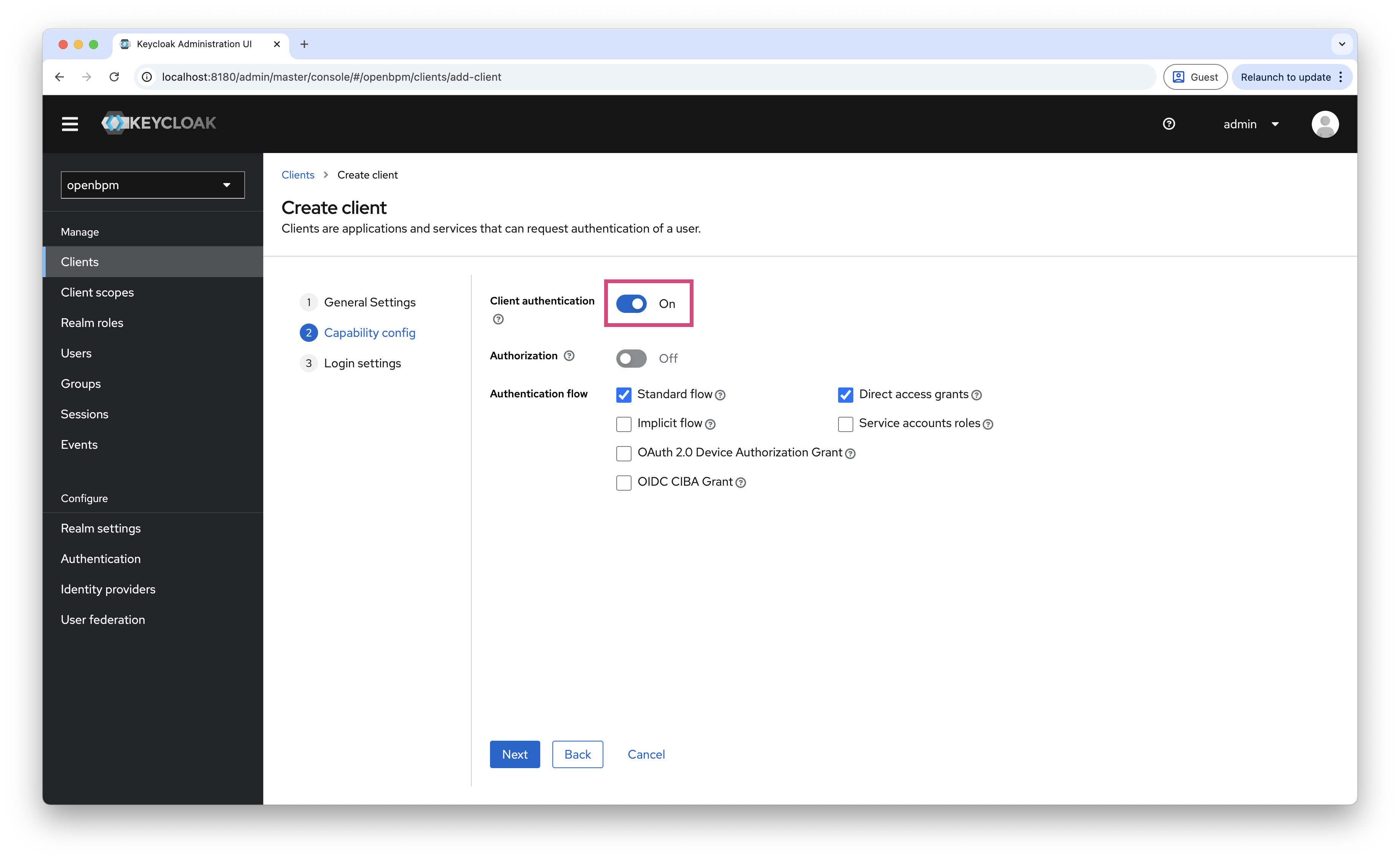 create client 2