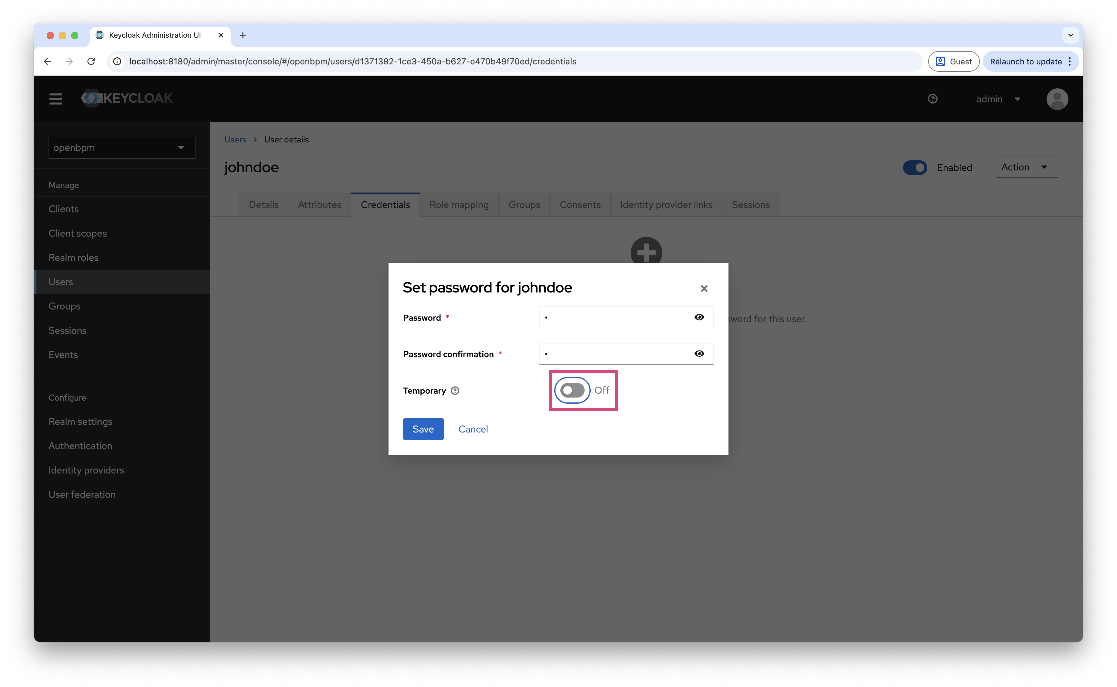 create user credentials