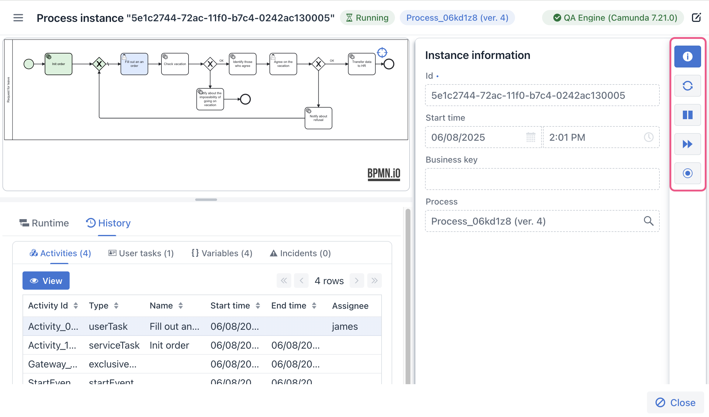 process instance info