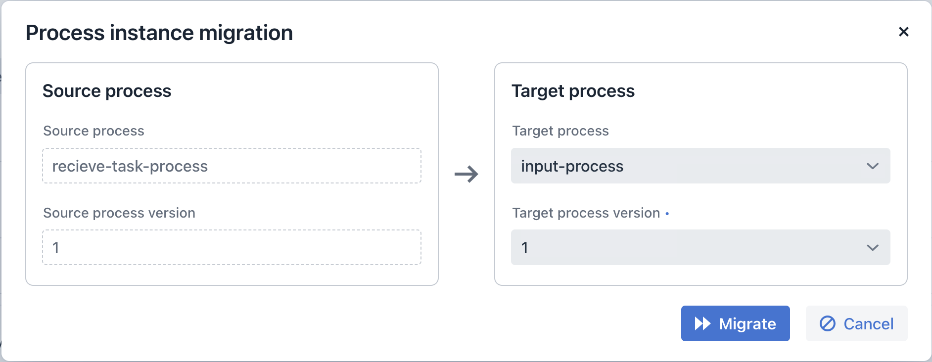 process instance migrate