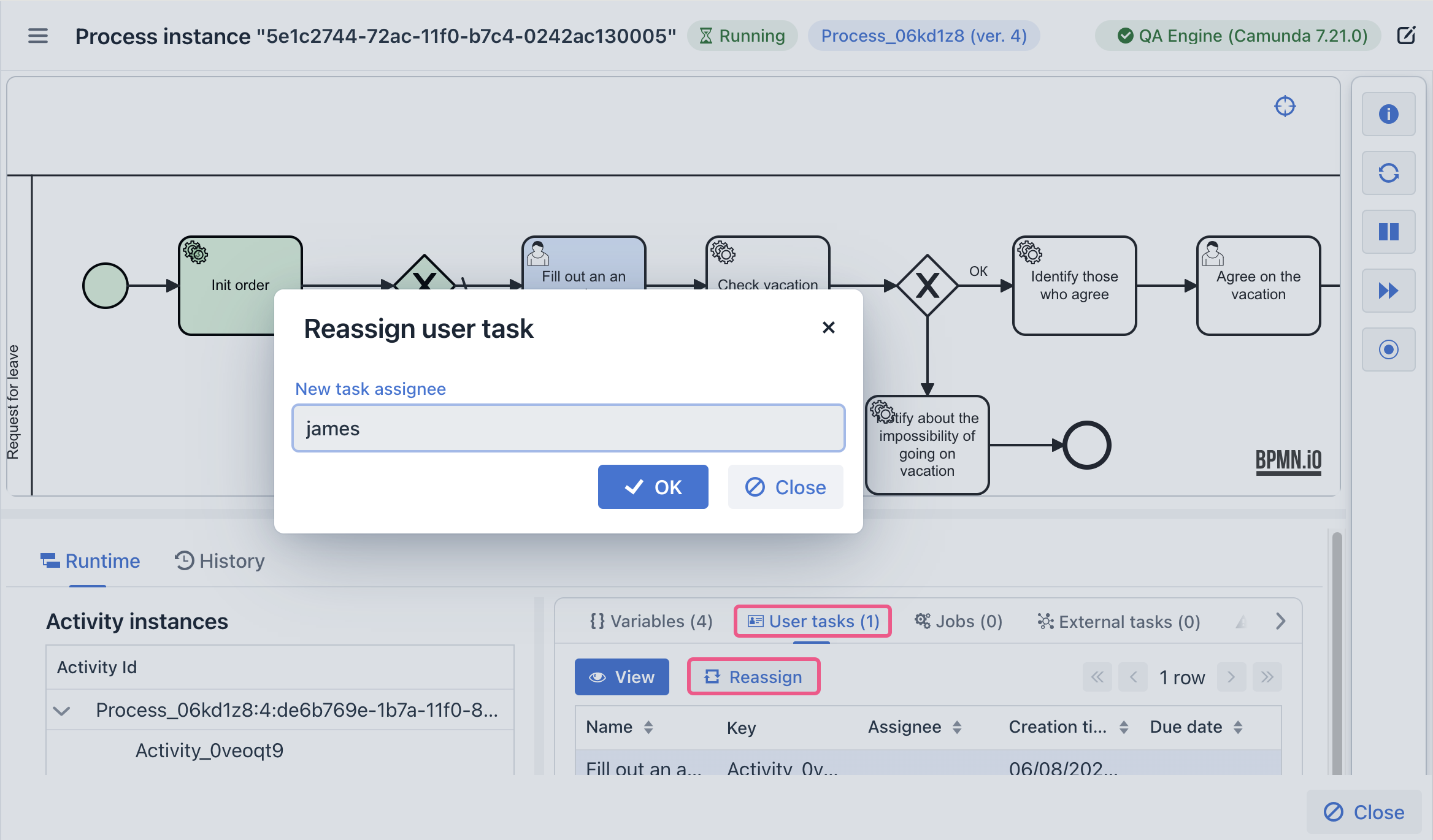 process instance user task