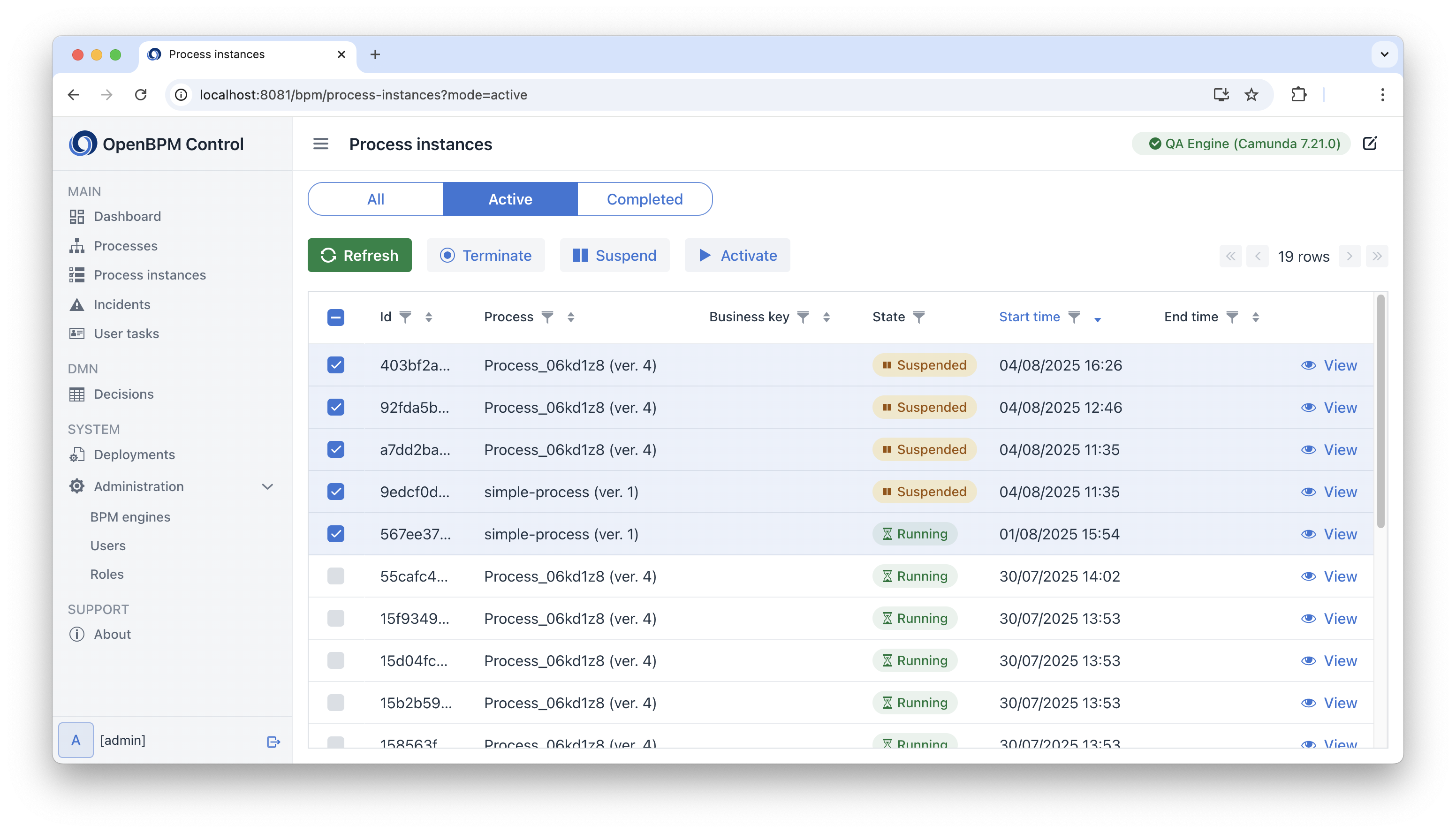 process instances