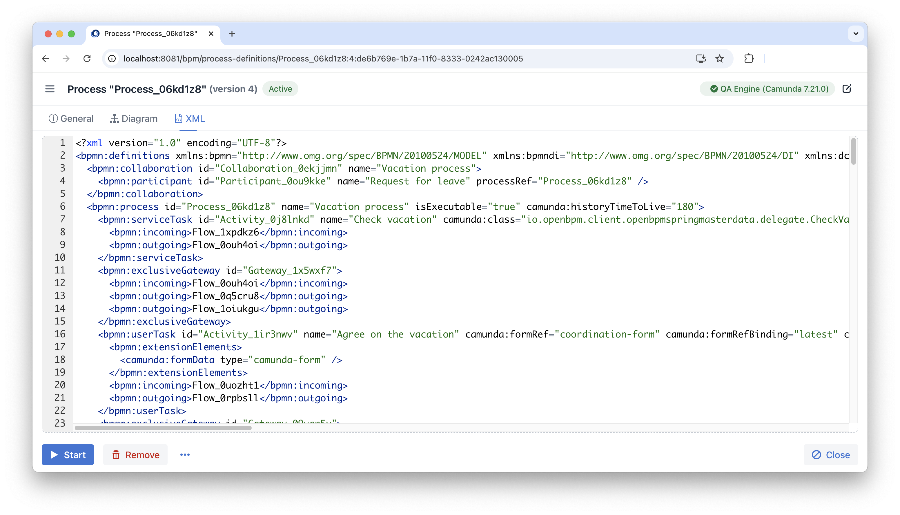 process view xml