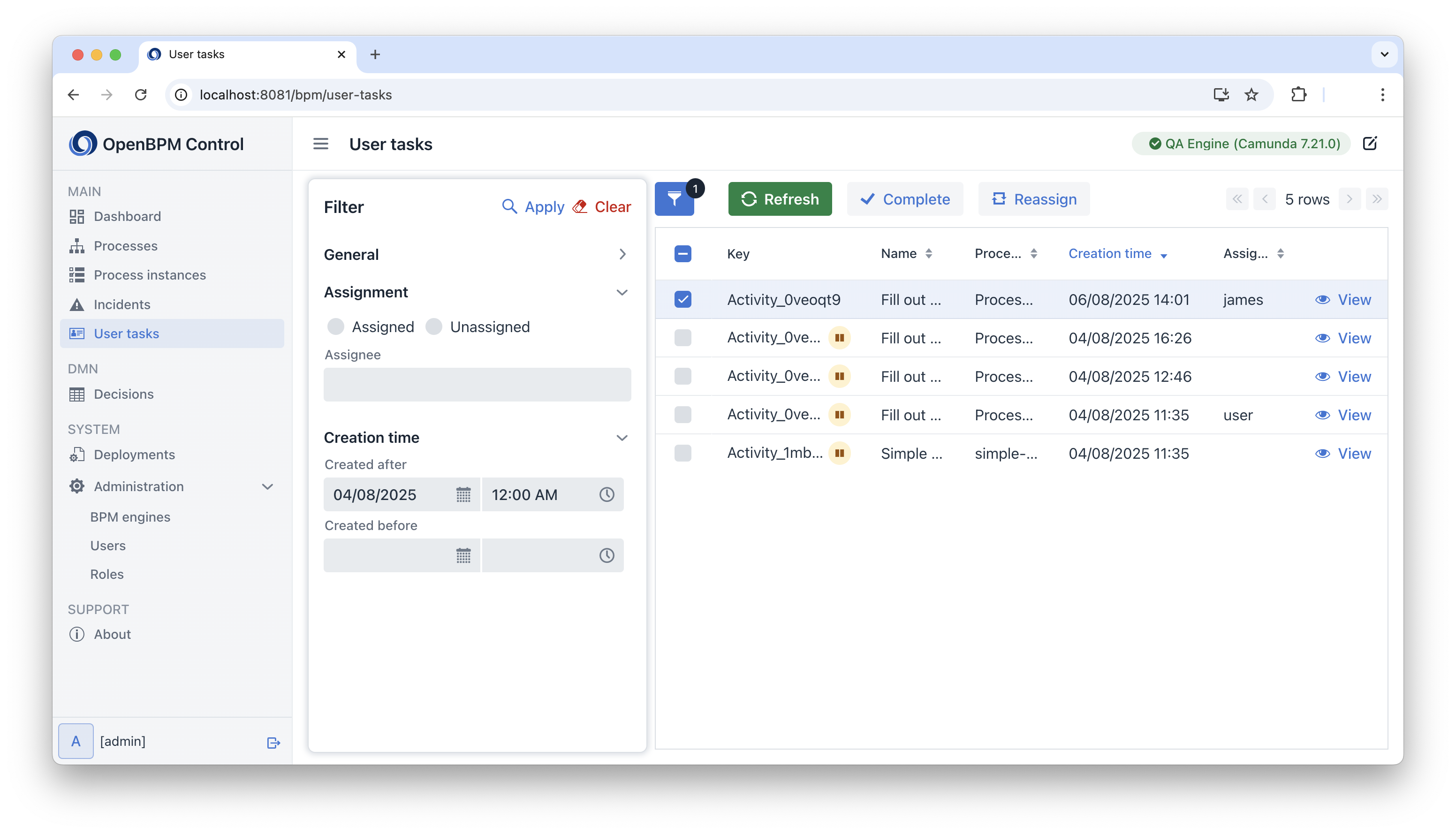 user tasks