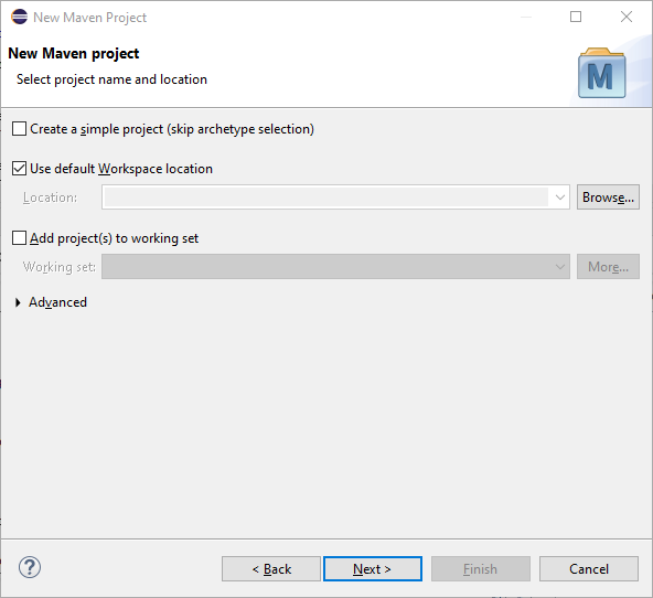 Eclipse: Select Maven project location