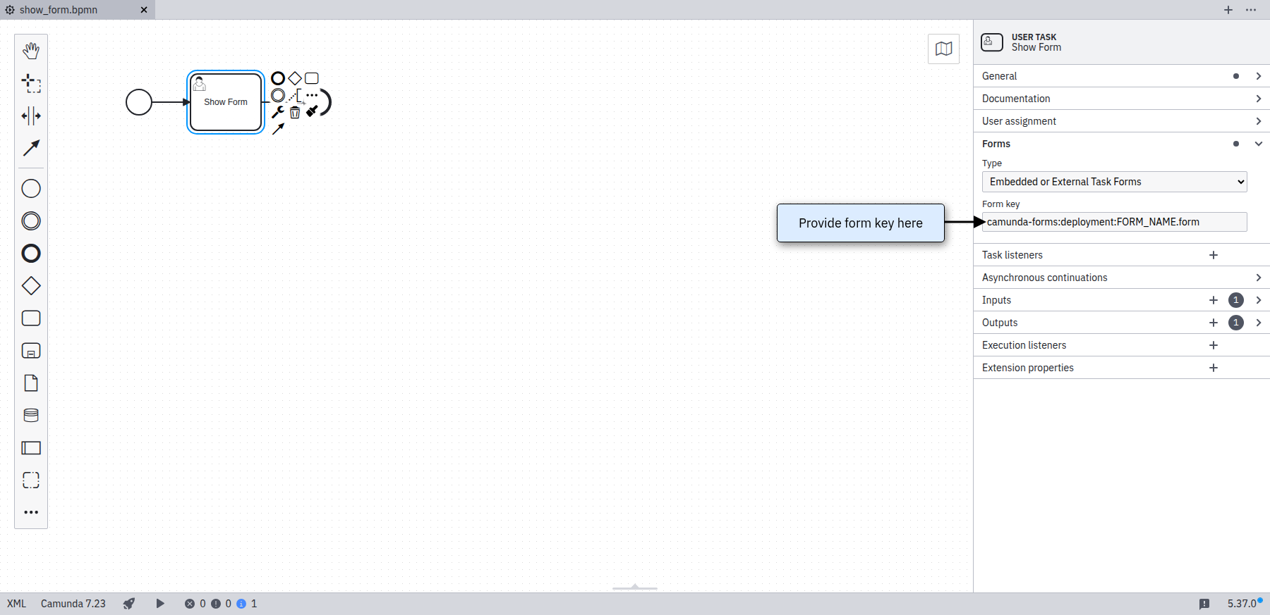 Provide Form Key for Camunda Forms