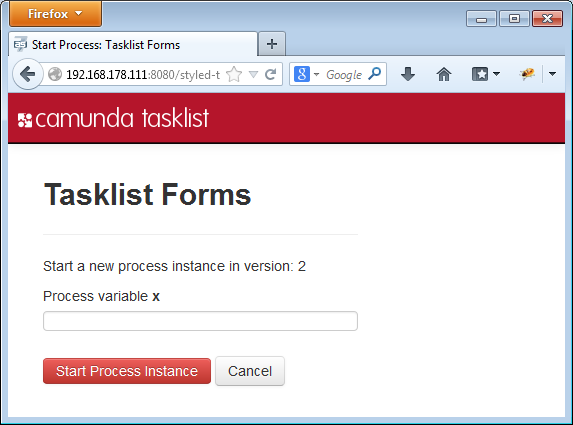 Tasklist Start Forms layouted