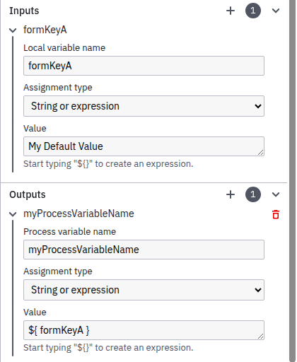 User Input/Output Mappings for default values for form fields