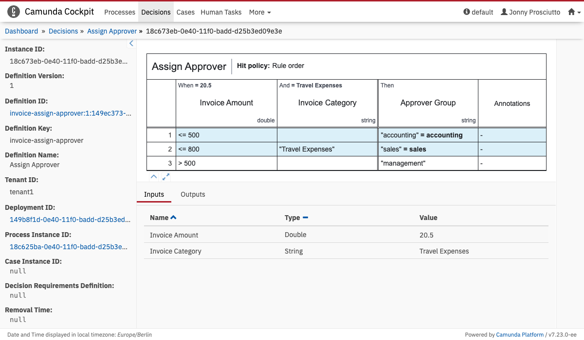 Decision Instance View