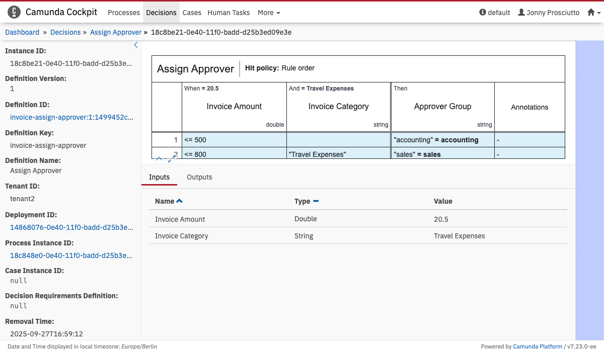 Decision Instance Action