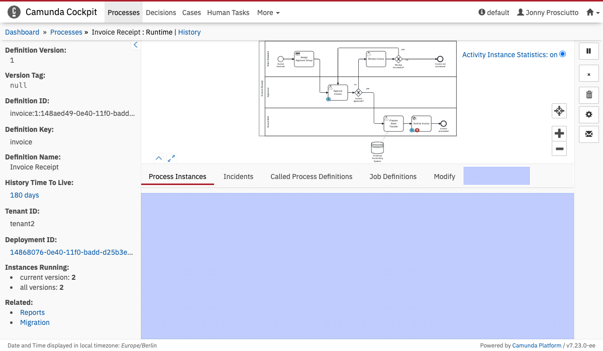 Process Definition Runtime Tab