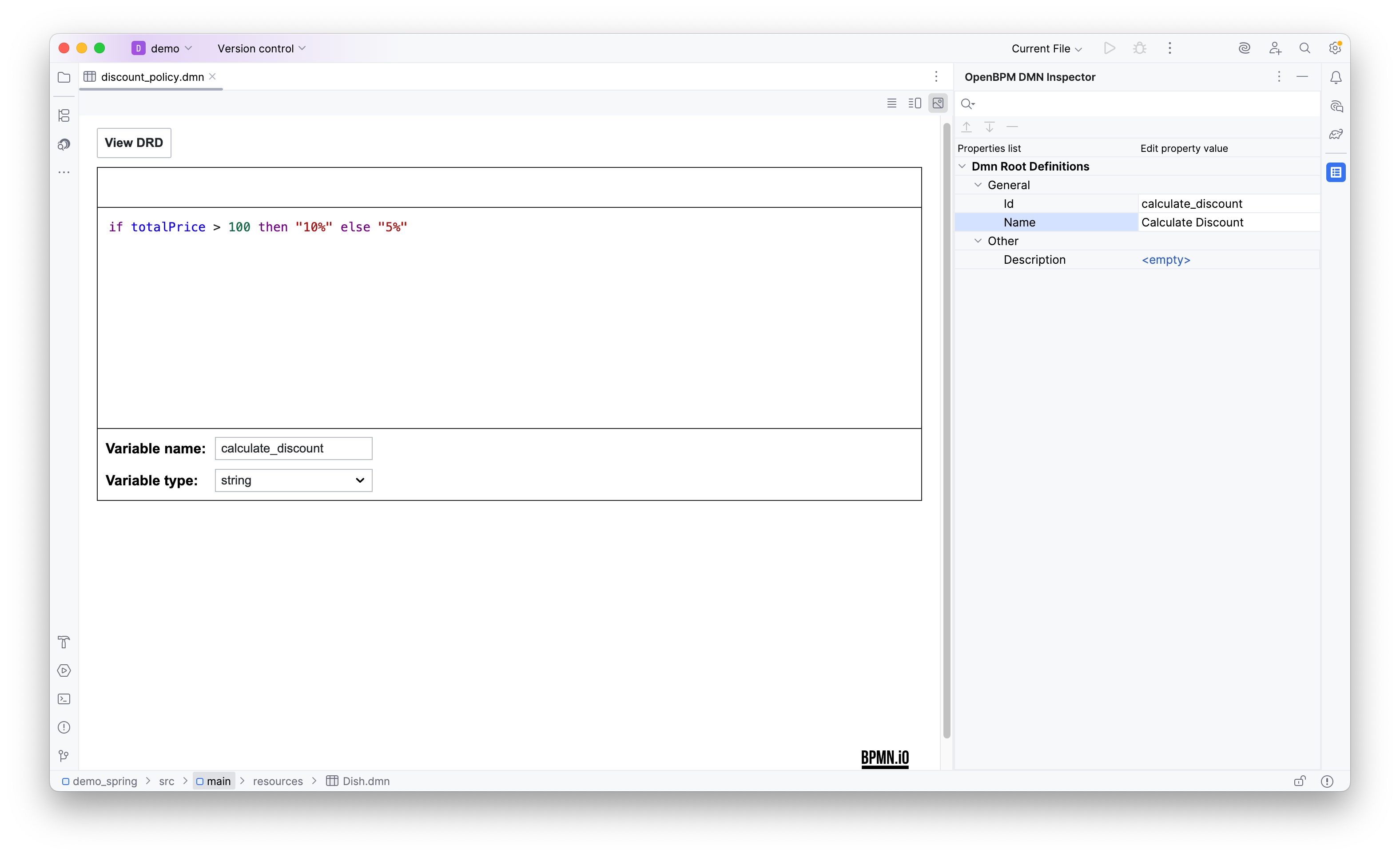 literal expression editor interface